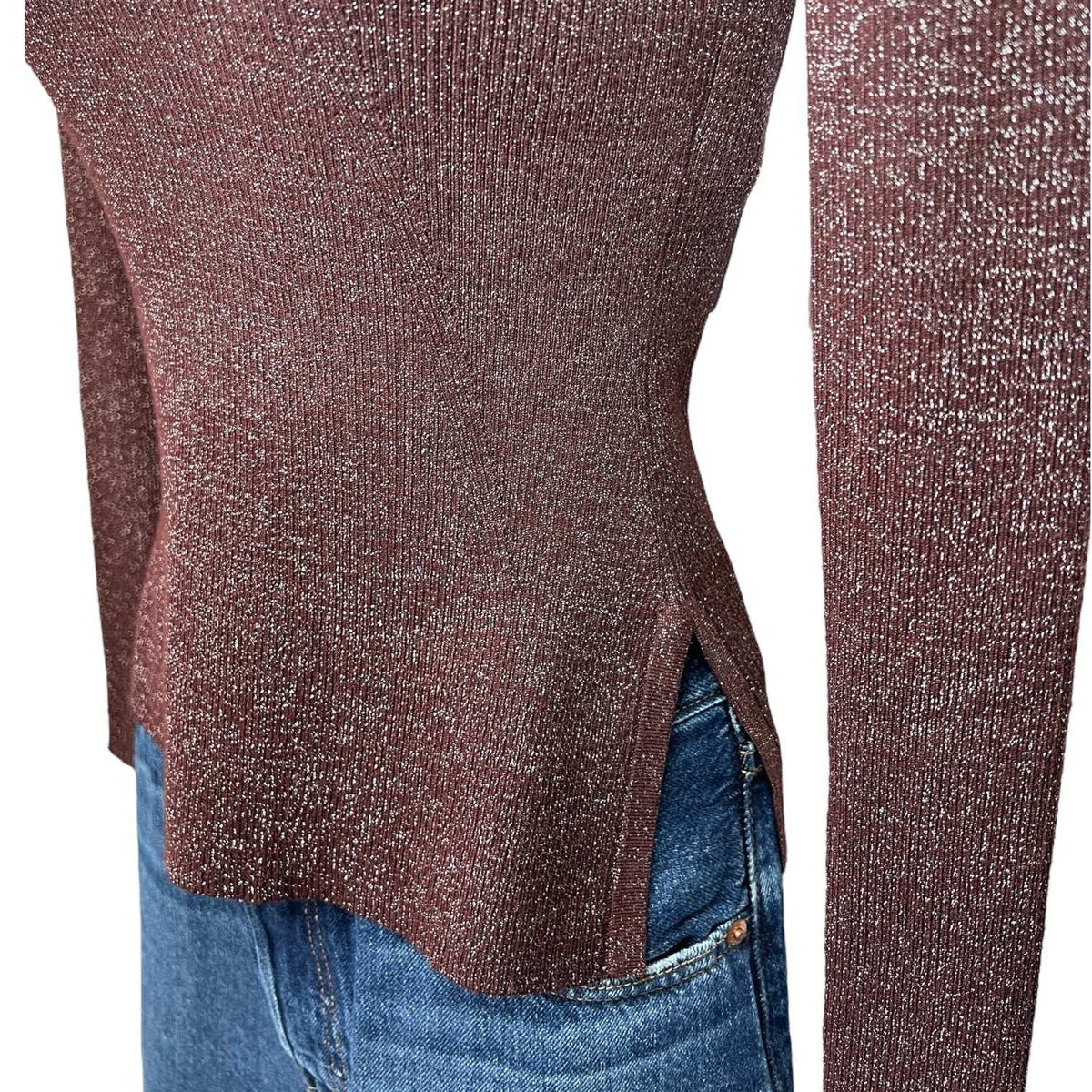 MaxMara Favella Ribbed Knit Jumper – Metallic Thread, XS – pre-loved