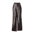 Simkhai Amelia Chocolate Vegan Leather Straight Leg Pants – US0 – pre-loved