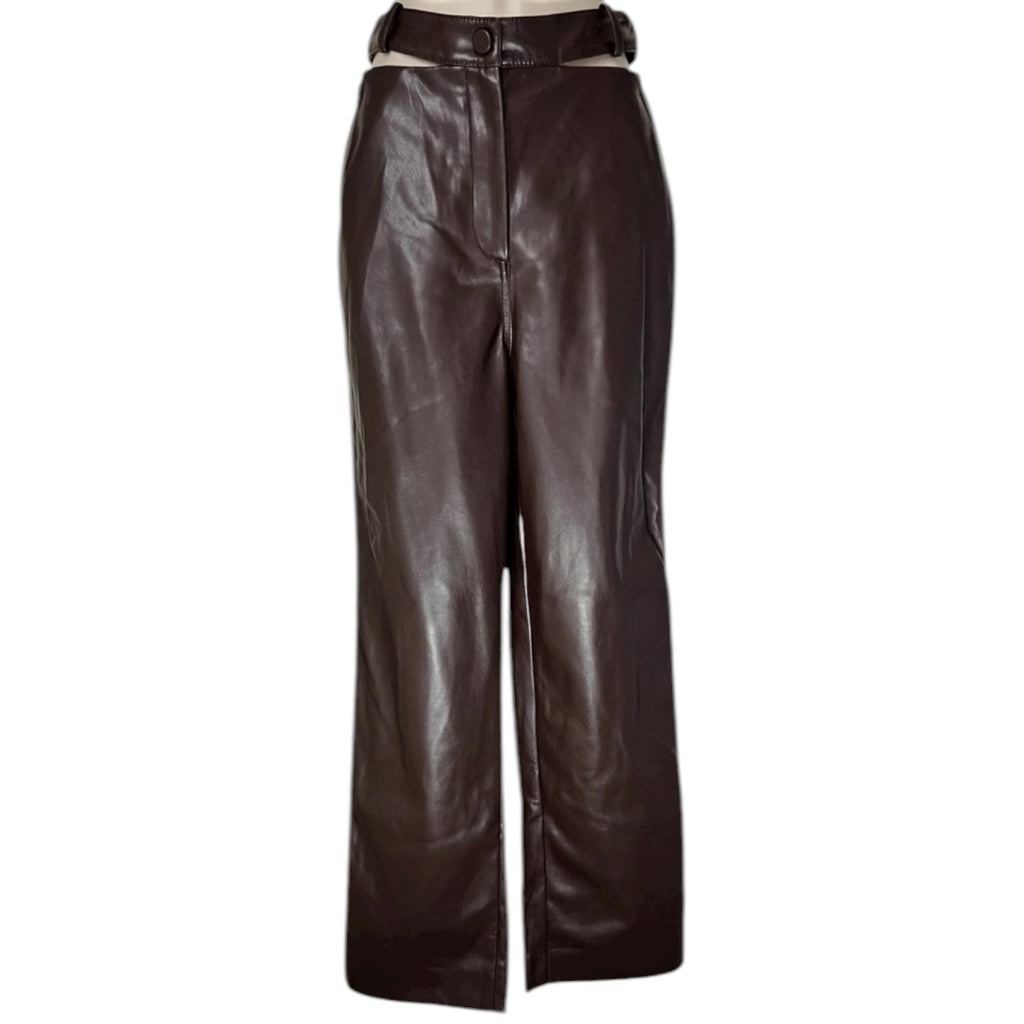 Simkhai Amelia Chocolate Vegan Leather Straight Leg Pants – US0 – pre-loved