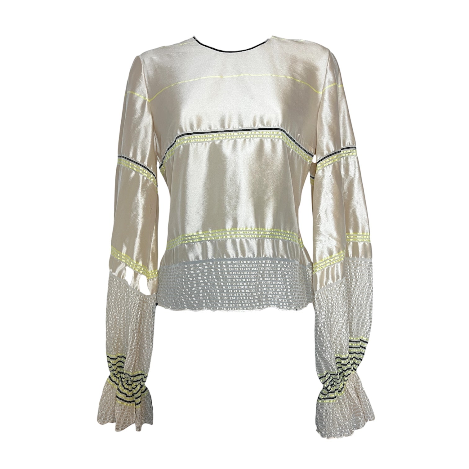 Roksanda Silk Stripe Tailored Puff Sleeve Blouse – UK8