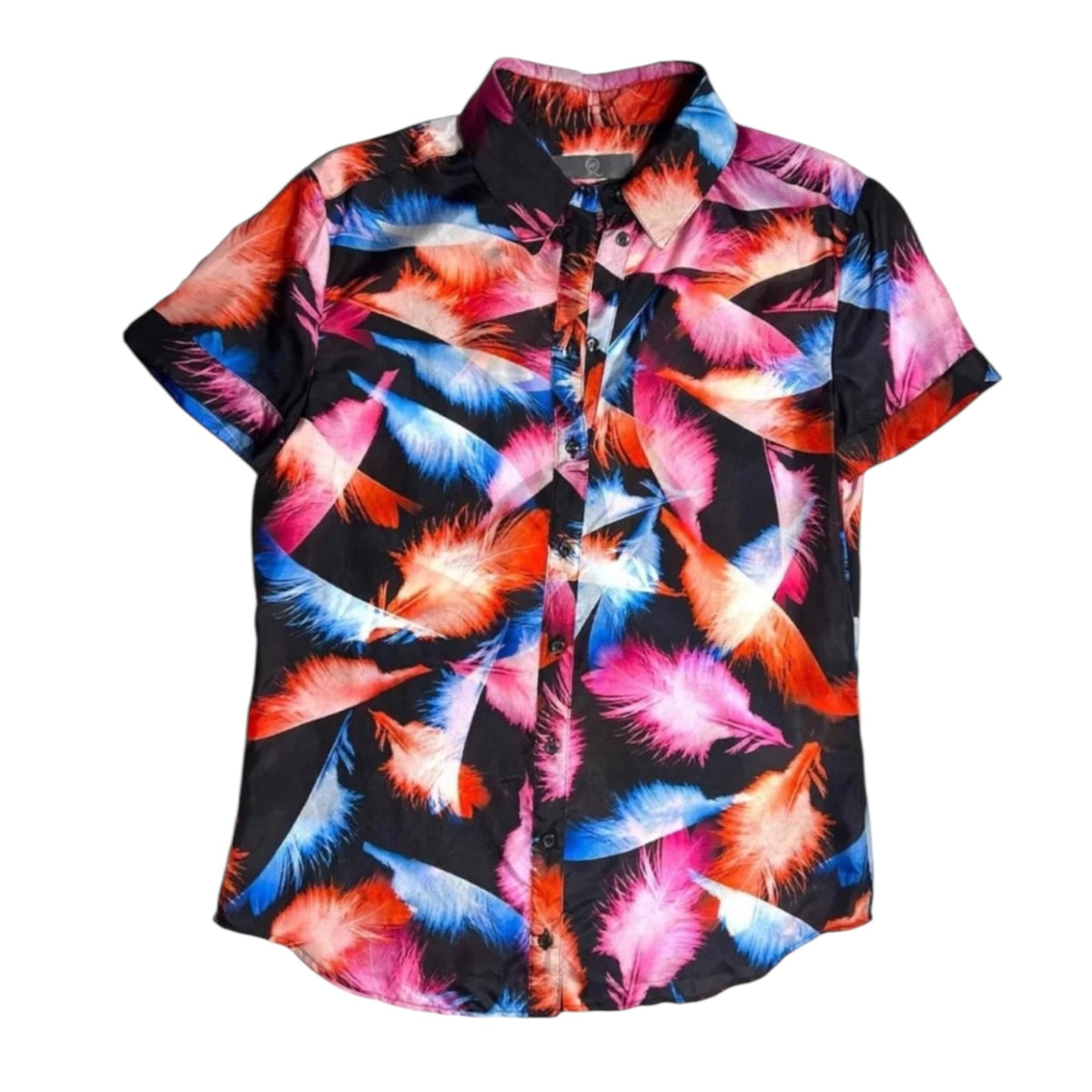 MCQ Alexander McQueen Silk Feather Fitted Button-Up Shirt – IT 44 – pre-loved