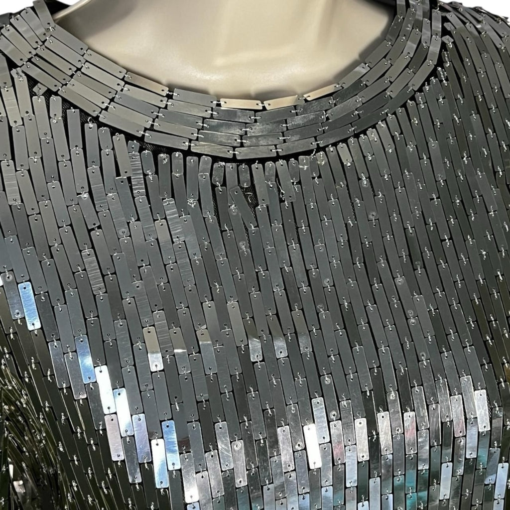 Off-White Sequin Embellished Long Sleeve Top – Silver, IT42 – pre-loved
