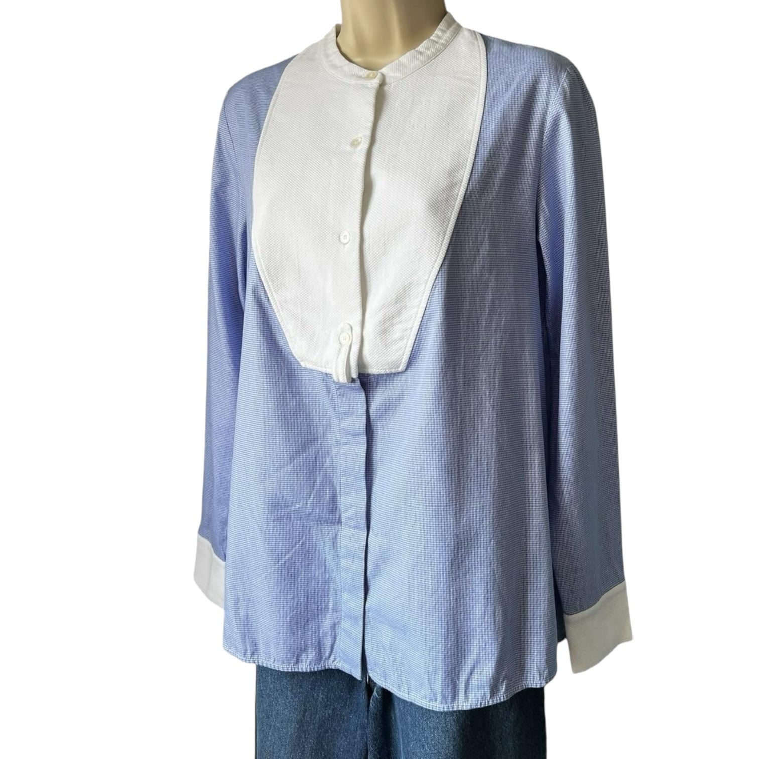 Stella McCartney Houndstooth Cotton Bib Button Shirt – IT38 – pre-loved