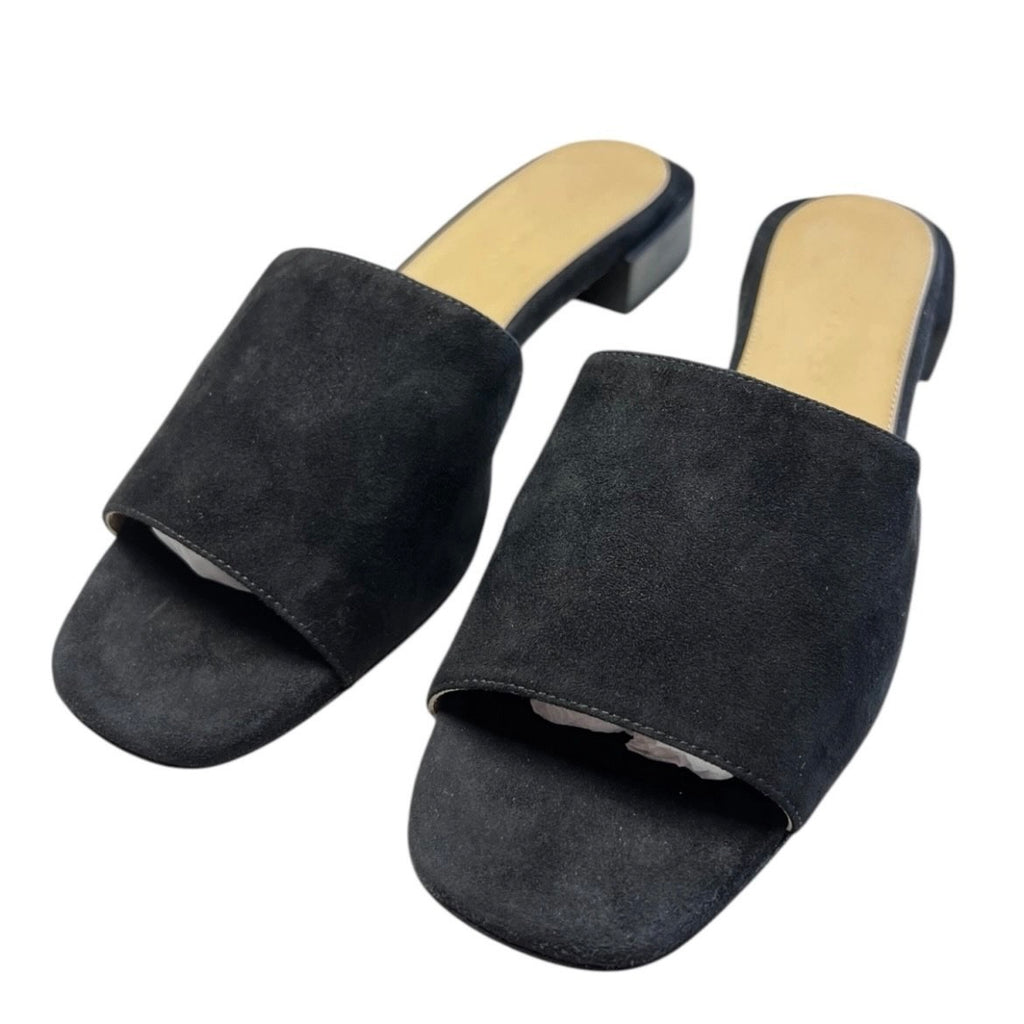 Dear Frances Minimalist Black Suede Block Heel Bridge Mules – EU 37