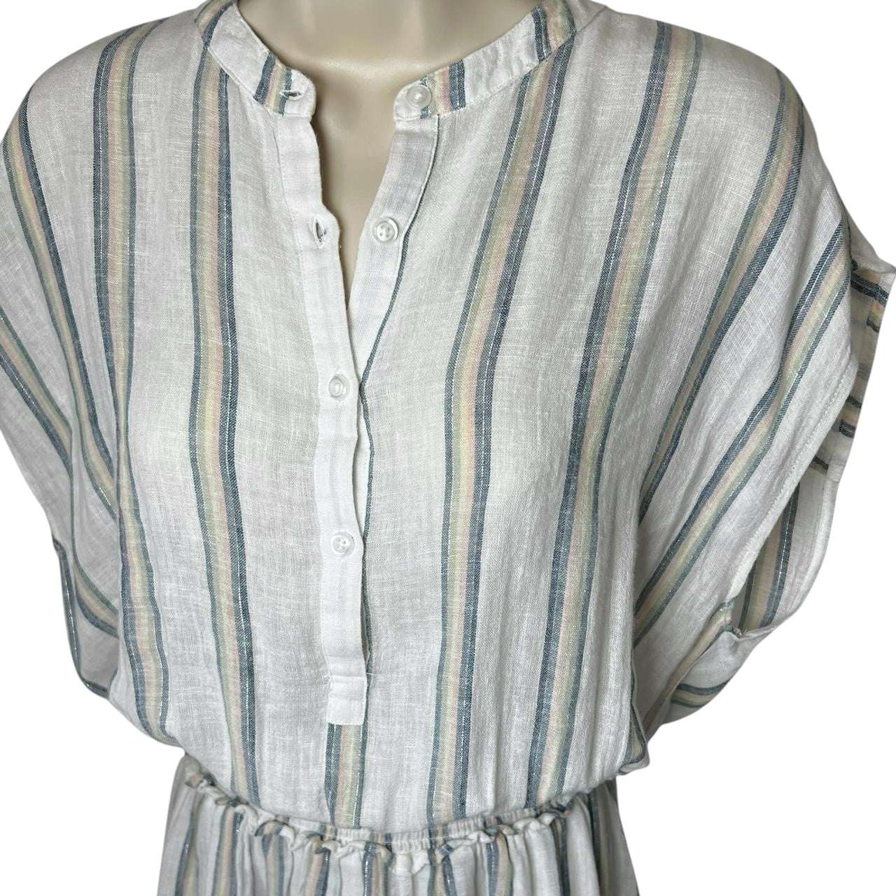 Rails Striped Linen Smocked Tiered Mini Dress – S – pre-loved