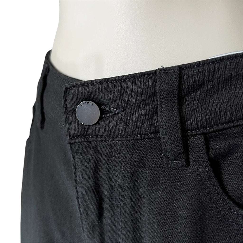 DL1961 Black High Rise Wide Leg Hepburn Crop Jeans – W25