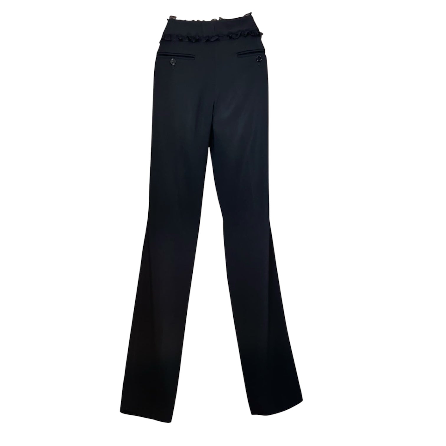 Dolce & Gabbana Black Ruffle Waist Trousers – Slim Fit, IT42 (UK10)