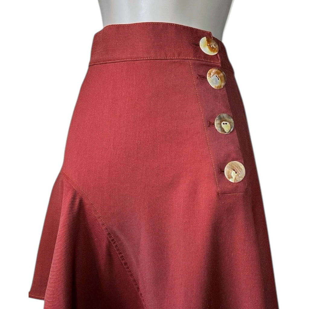 Rejina Pyo Linen Asymmetric Button Skirt – UK8