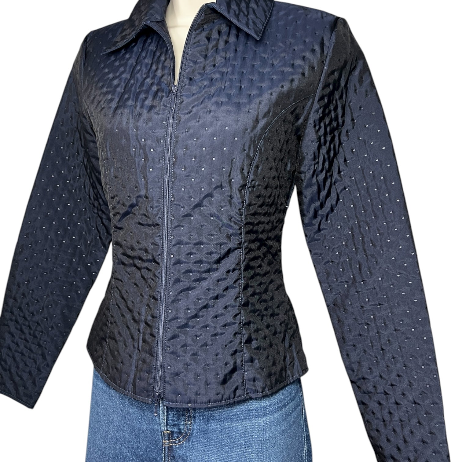 Anne Fontaine Polka Dot Quilted Fitted Lightweight Puffer Jacket – FR36 (UK6) – pre-loved