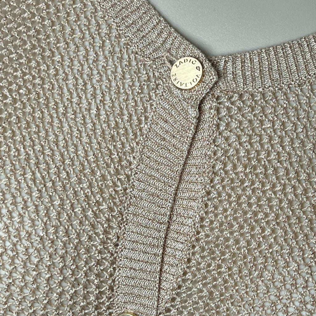 Zadig & Voltaire Gold-Thread Open Knit Relaxed Cardigan – L – pre-loved