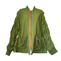 Free People Oversized Khaki Ruched Utility Jacket – Zip Bomber, S – pre-loved