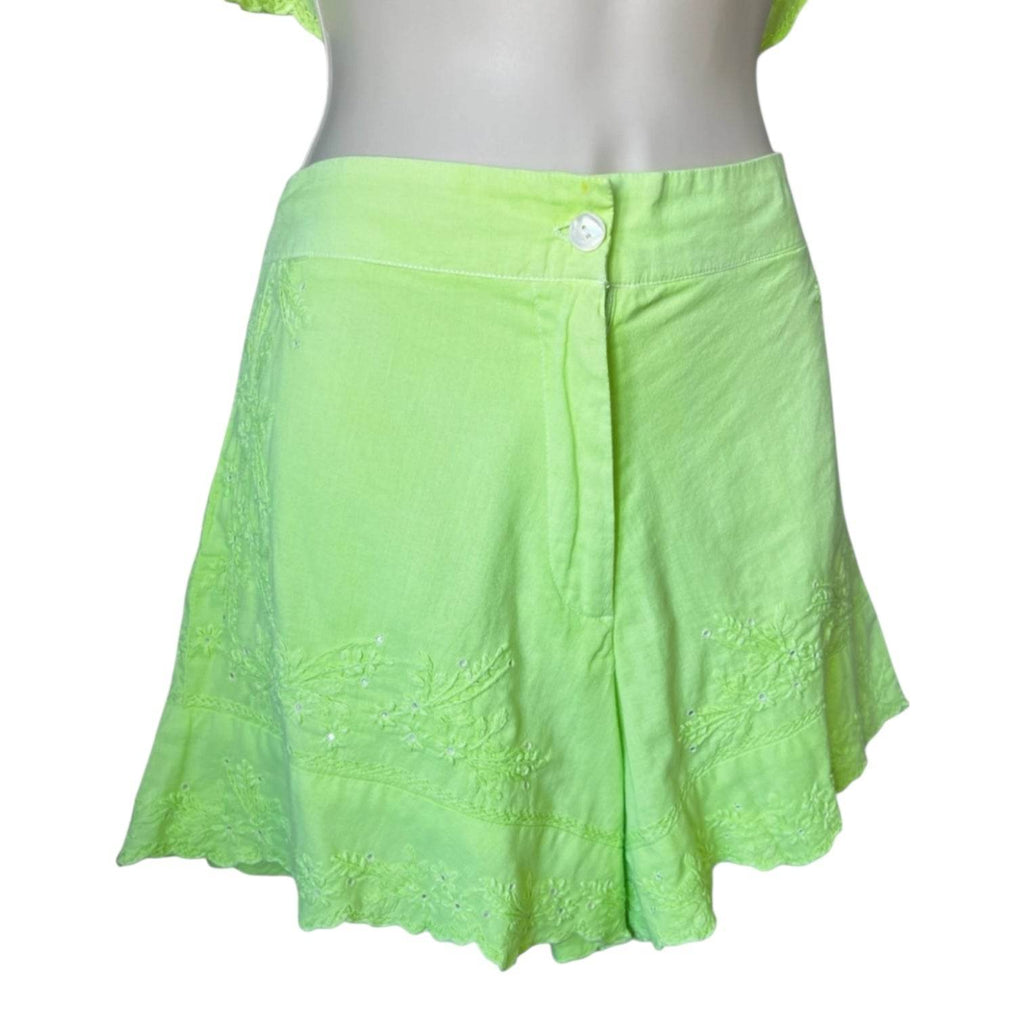 Juliet Dunn Embroidered Scalloped Mini Shorts – Size 1 (UK8) – pre-loved