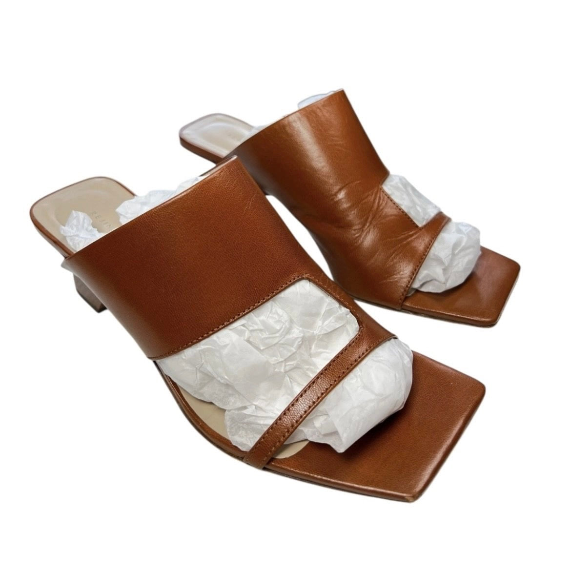 Rejina Pyo Leah Cut-Out Wooden Heel Leather Mules - EU36