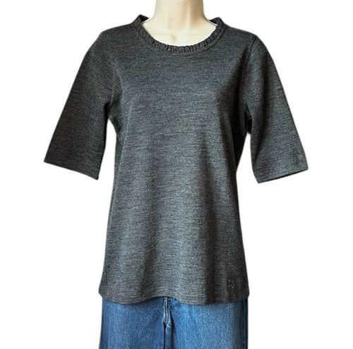 Burberry Wool Ruffle Short Sleeve Jumper – Melange Grey, L – pre-loved