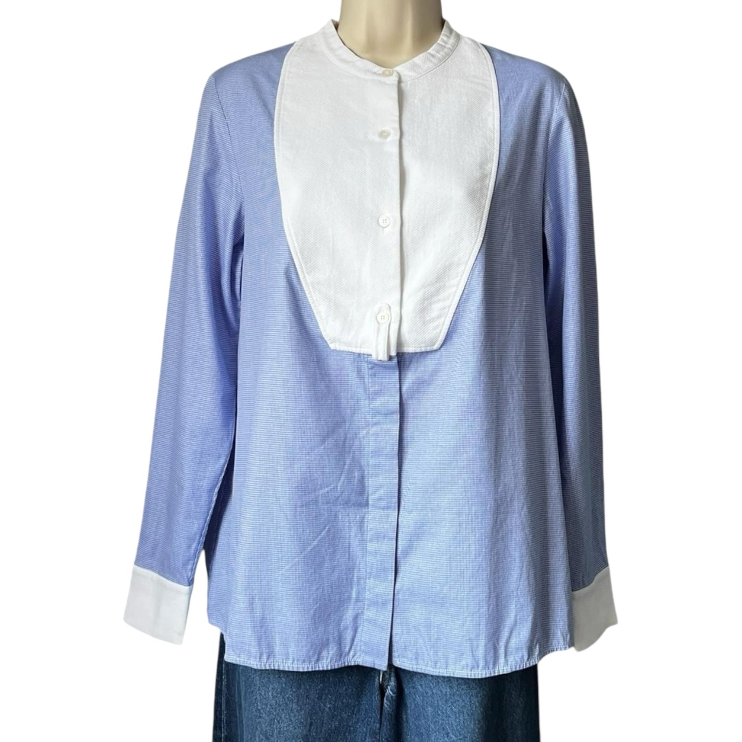Stella McCartney Houndstooth Cotton Bib Button Shirt – IT38 – pre-loved