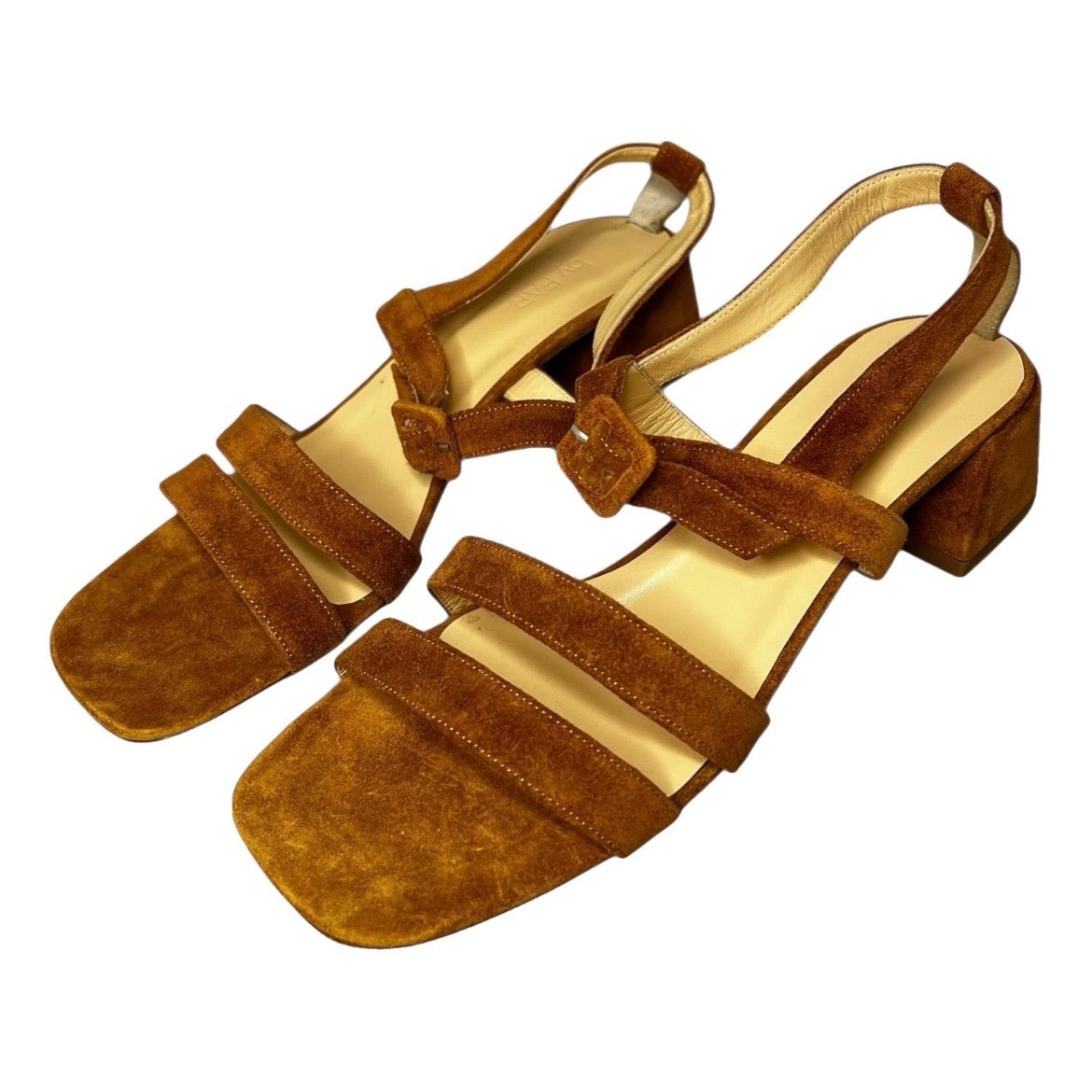 By Far Cuba Suede Block Heel Sandals – Brown, EU 40