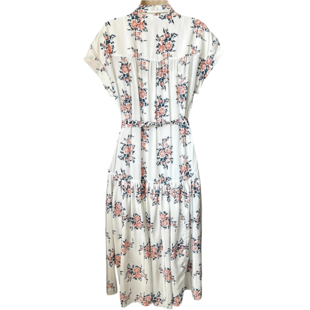 Veronica Beard Silk Floral Belted Midi Shirt Dress – US6 (UK10)