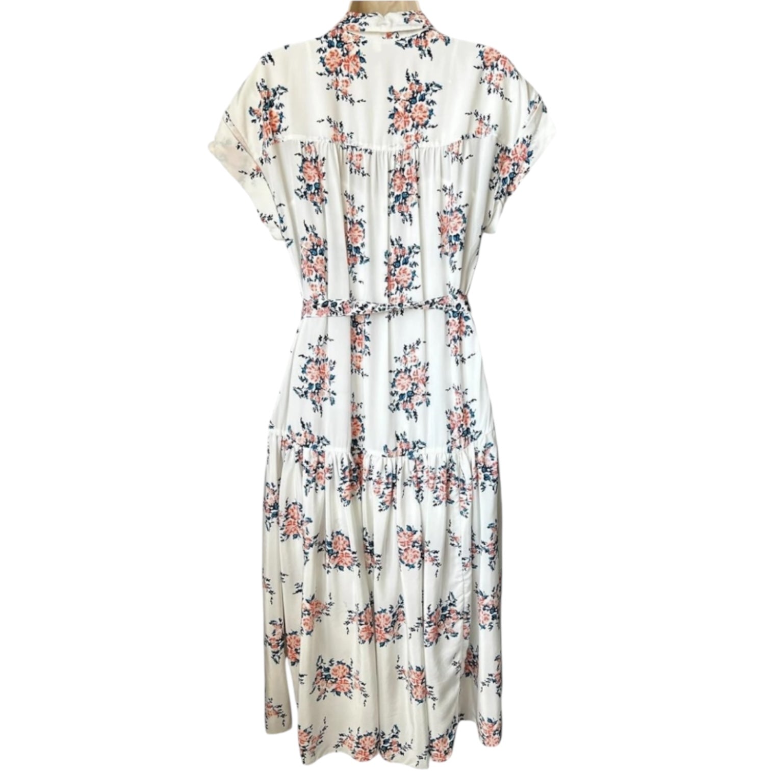 Veronica Beard Silk Floral Belted Midi Shirt Dress – US6 (UK10)