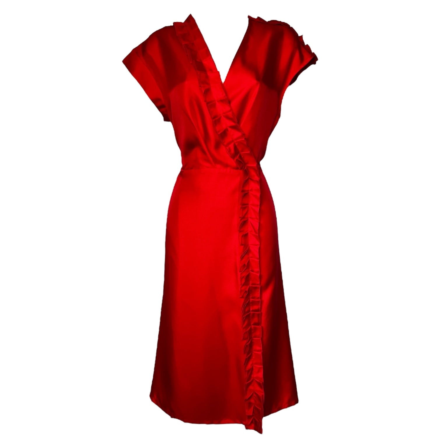 Lisou Rhona Red Silk Wrap Midi Dress – UK8