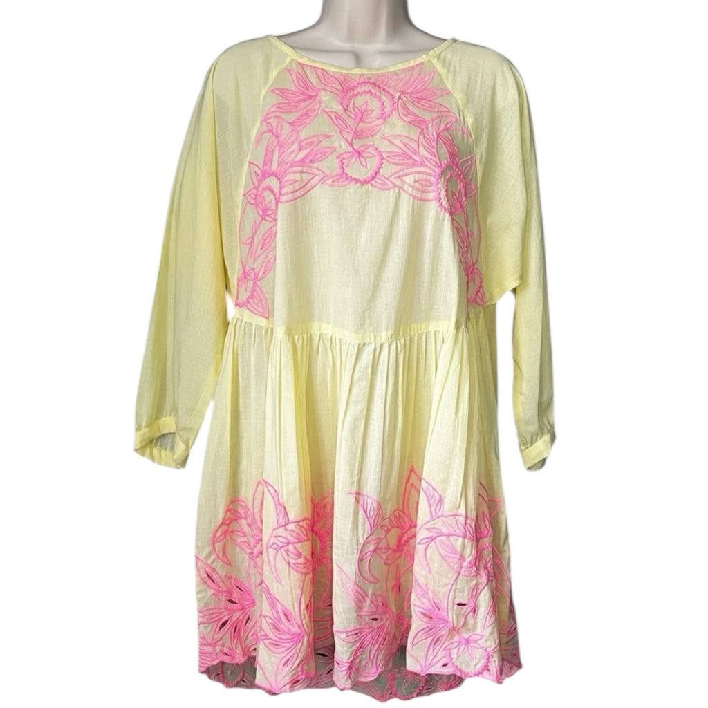 Juliet Dunn Cotton Embroidered Mini Batwing Dress – Size 1 (UK8) – pre-loved