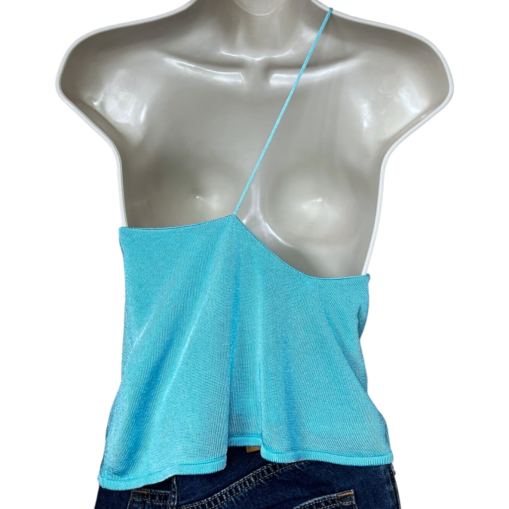 GAUGE81 Beja One-Shoulder Mesh Top – Asymmetric Open Back, XS – pre-loved