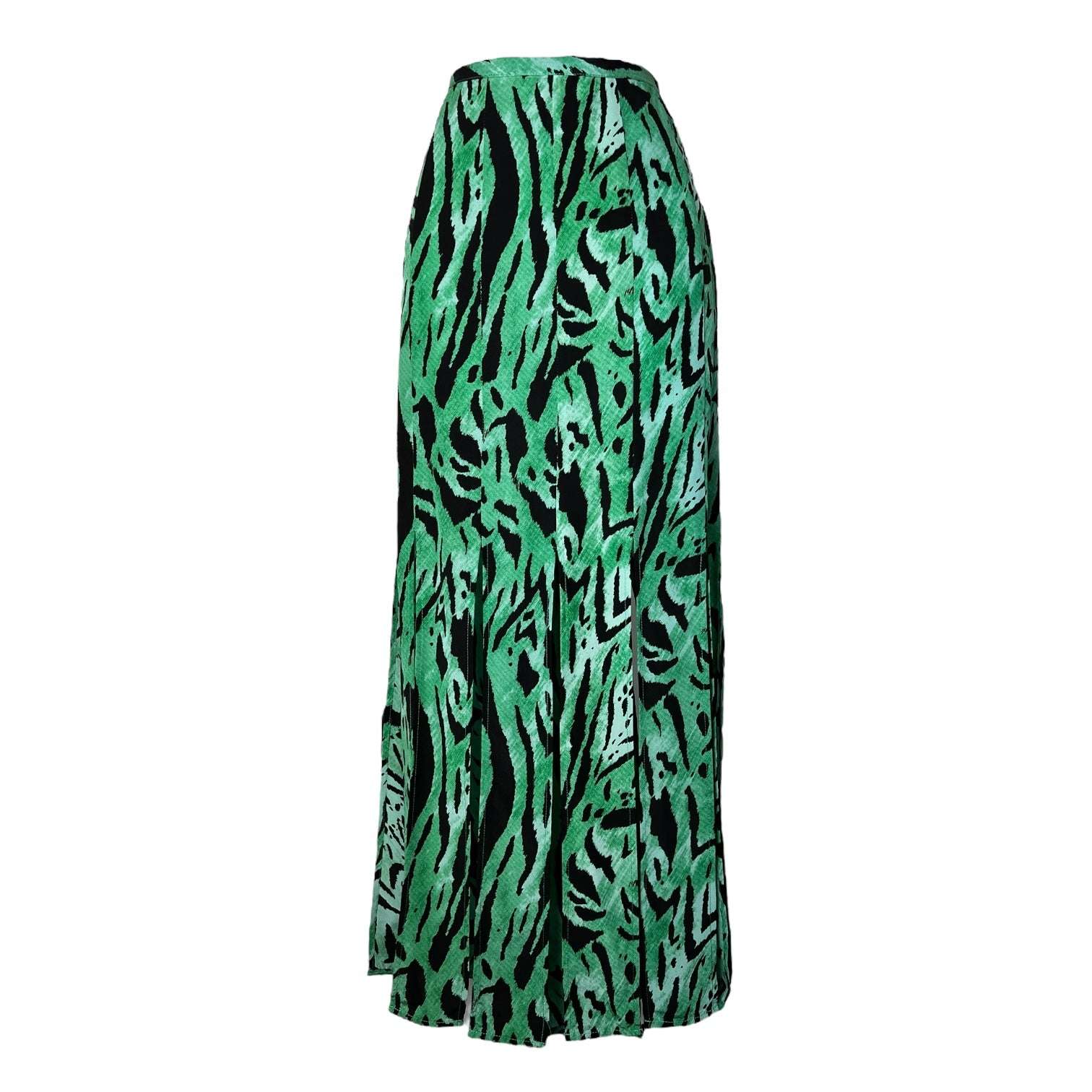 Rixo Silk Tiger Print Fringe Hem Midi Skirt – L – pre-loved