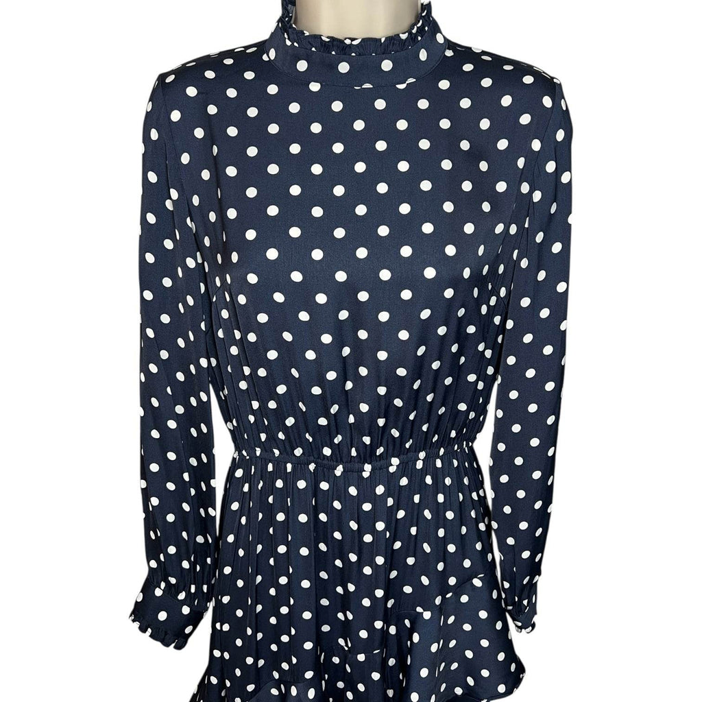 Essentiel Antwerp Polka Dot Ruffle High Neck Tiered Midi Dress – EU36 – pre-loved