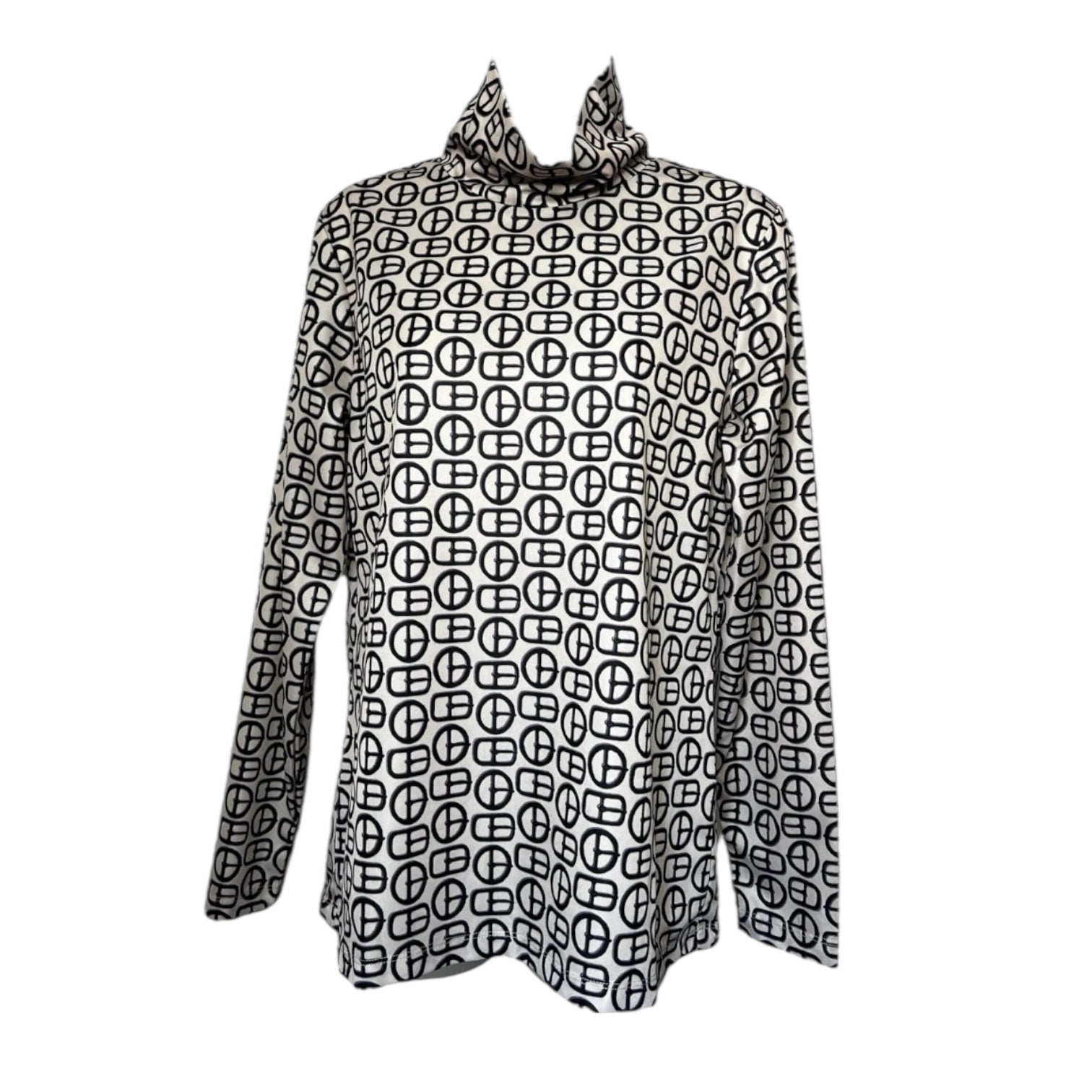 Alexa Chung Buckle Print Roll Neck Long Sleeve Top - L – pre-loved