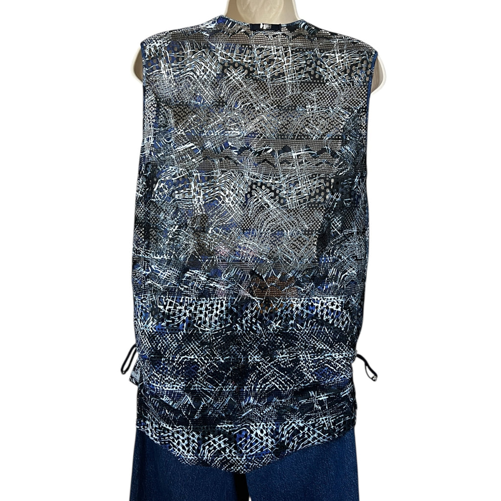 HIGH by Claire Campbell Tech Tie-Dye Mesh Cut-Out Sleeveless Drawstring Top – UK12 – pre-loved