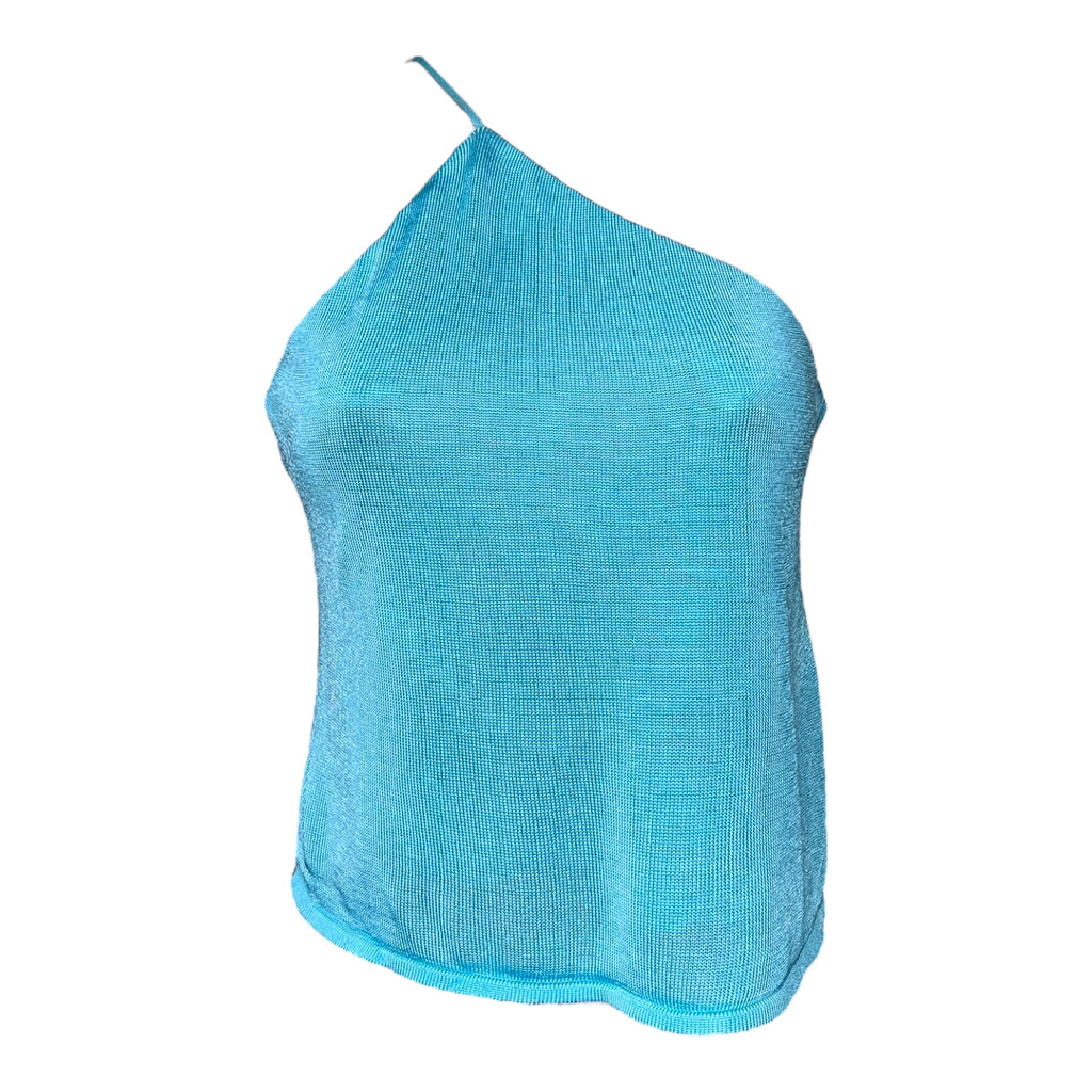 GAUGE81 Beja One-Shoulder Mesh Top – Asymmetric Open Back, XS – pre-loved