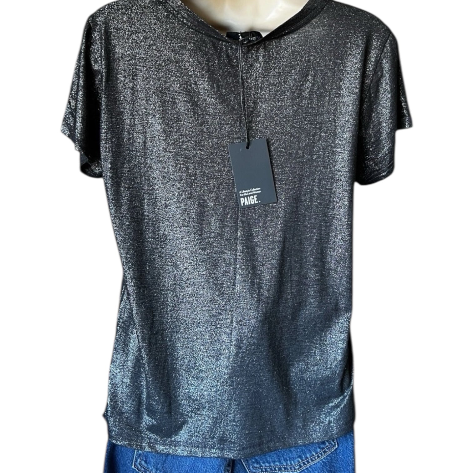 Paige Metallic Crew Neck T-Shirt - S – pre-loved