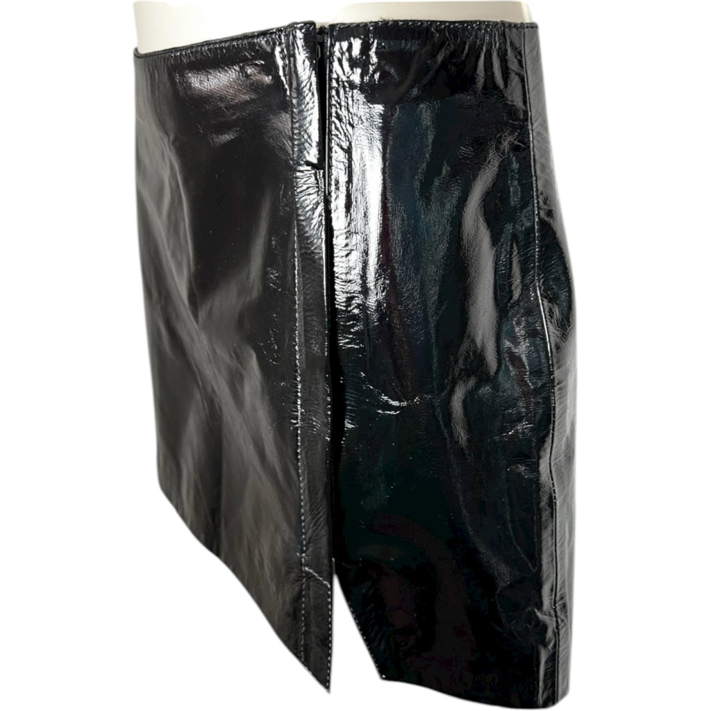 P.A.R.O.S.H. Black Patent Leather Mini Skirt – Zip, XS – pre-loved