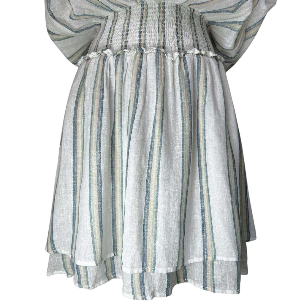 Rails Striped Linen Smocked Tiered Mini Dress – S – pre-loved