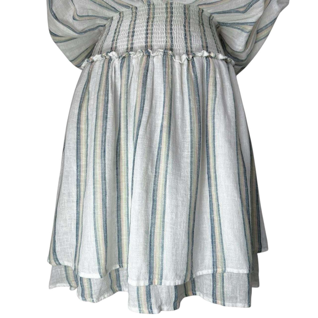 Rails Striped Linen Smocked Tiered Mini Dress – S – pre-loved