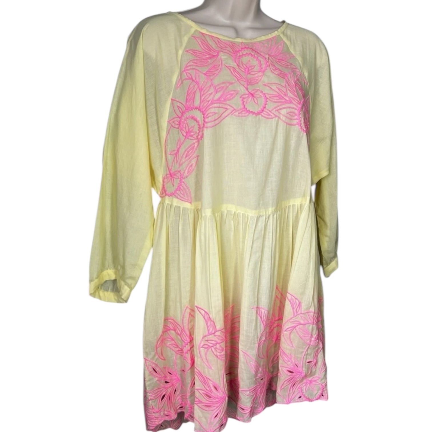 Juliet Dunn Cotton Embroidered Mini Batwing Dress – Size 1 (UK8) – pre-loved