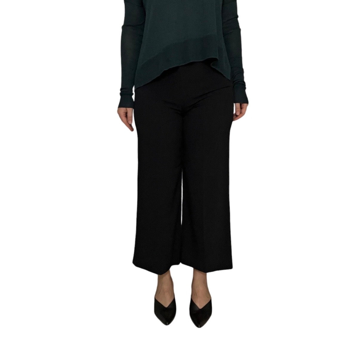 Theory Terena B Rosina Crepe Wide-Leg Cropped Trousers – US8