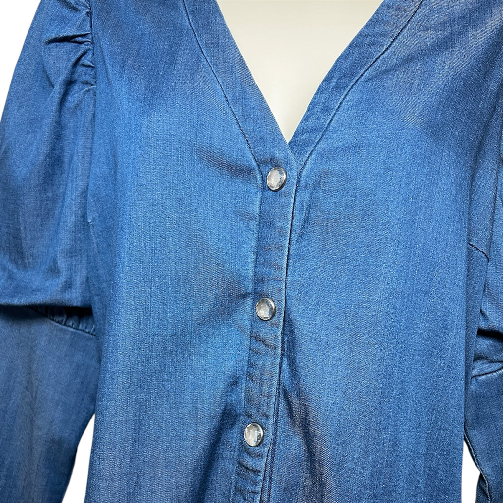 Cras Copenhagen Chambray Embellished Blouse – Size 38 (M) – pre-loved