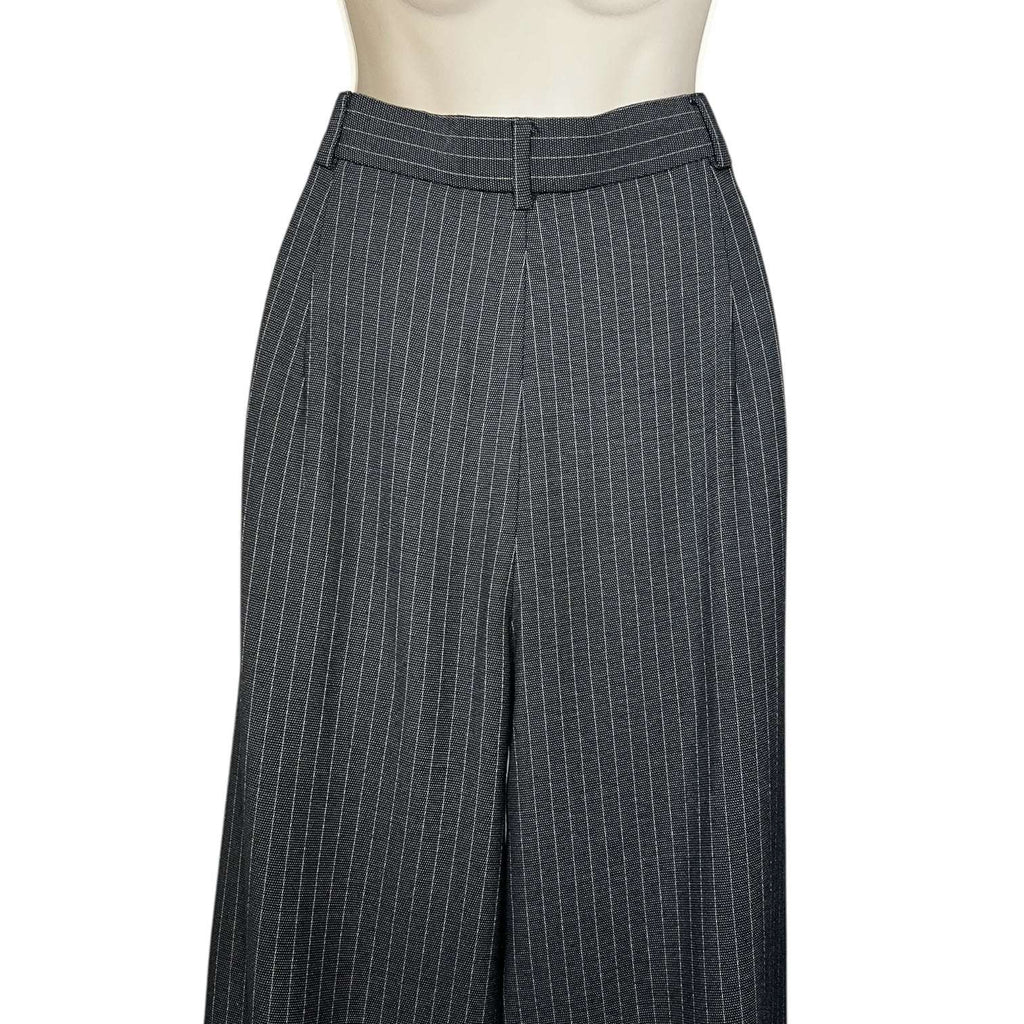 MaxMara Grey Pinstriped Wool High Rise Wide-Leg Trousers – UK14 – pre-loved