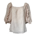 Rebecca Taylor Silk-Cotton Square Neck Ruffle Blouse – US0 (UK6)