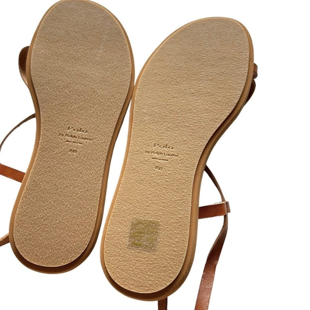 Ralph Lauren Polo Leather Lace-Up Minimalist Flat Gladiator Sandals – US 8B