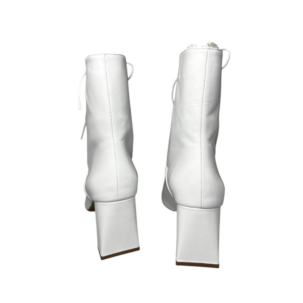 By Far Claude White Leather Lace-Up Ankle Boots – EU 38