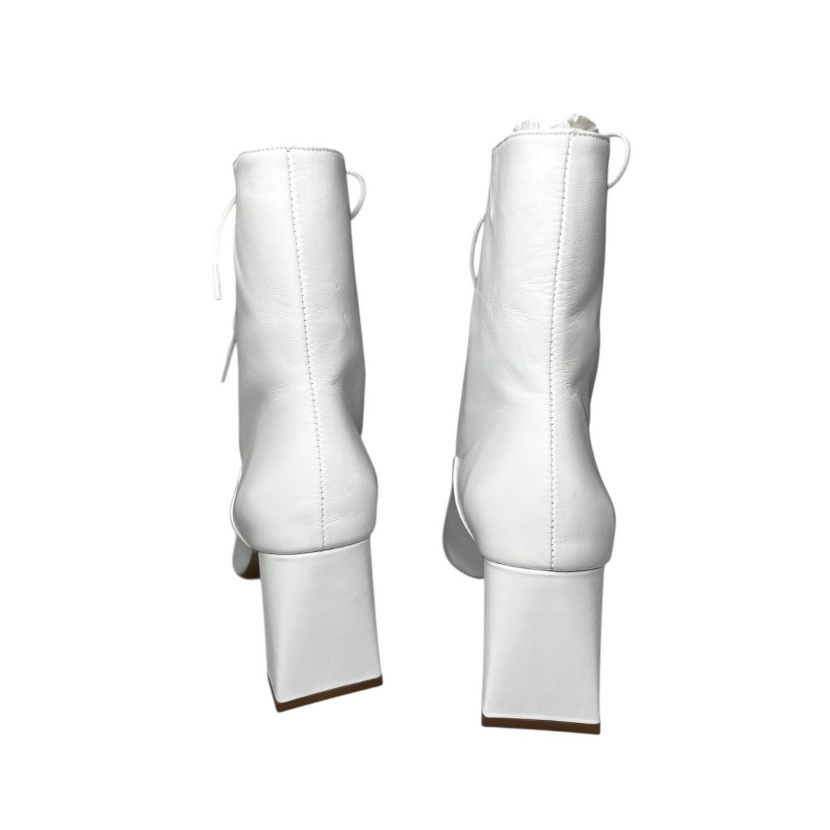 By Far Claude White Leather Lace-Up Ankle Boots – EU 38