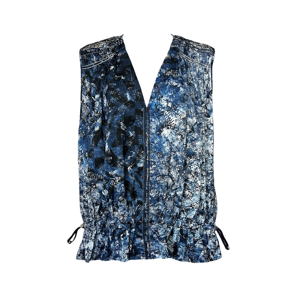 HIGH by Claire Campbell Tech Tie-Dye Mesh Cut-Out Sleeveless Drawstring Top – UK12 – pre-loved