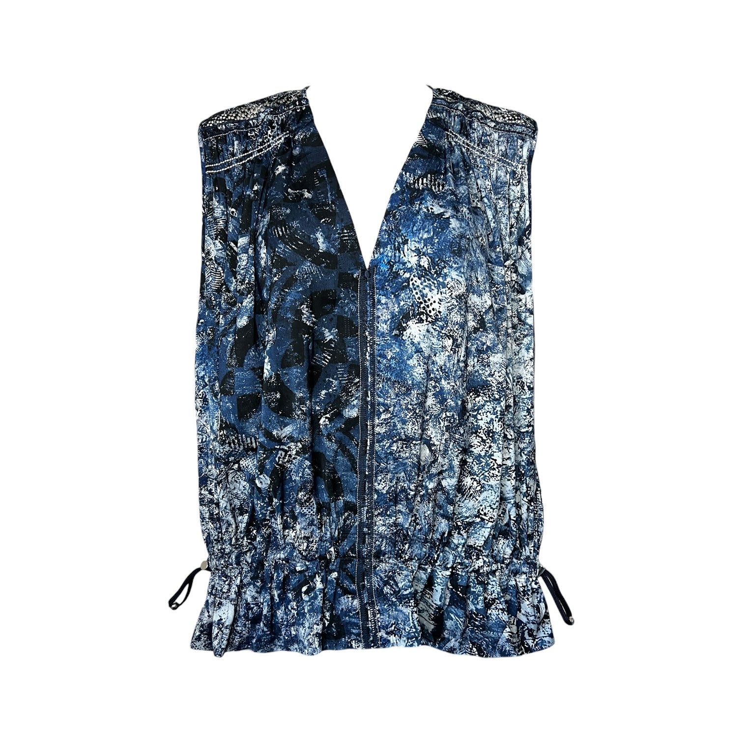 HIGH by Claire Campbell Tech Tie-Dye Mesh Cut-Out Sleeveless Drawstring Top – UK12 – pre-loved