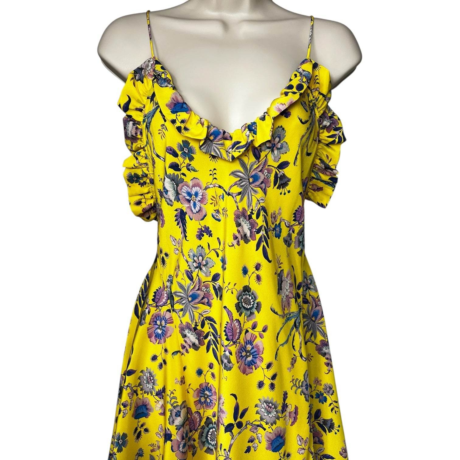 Les Rêveries Floral Silk Ruffle Mini Dress – Liberty Fabric, US2 (UK6) – pre-loved