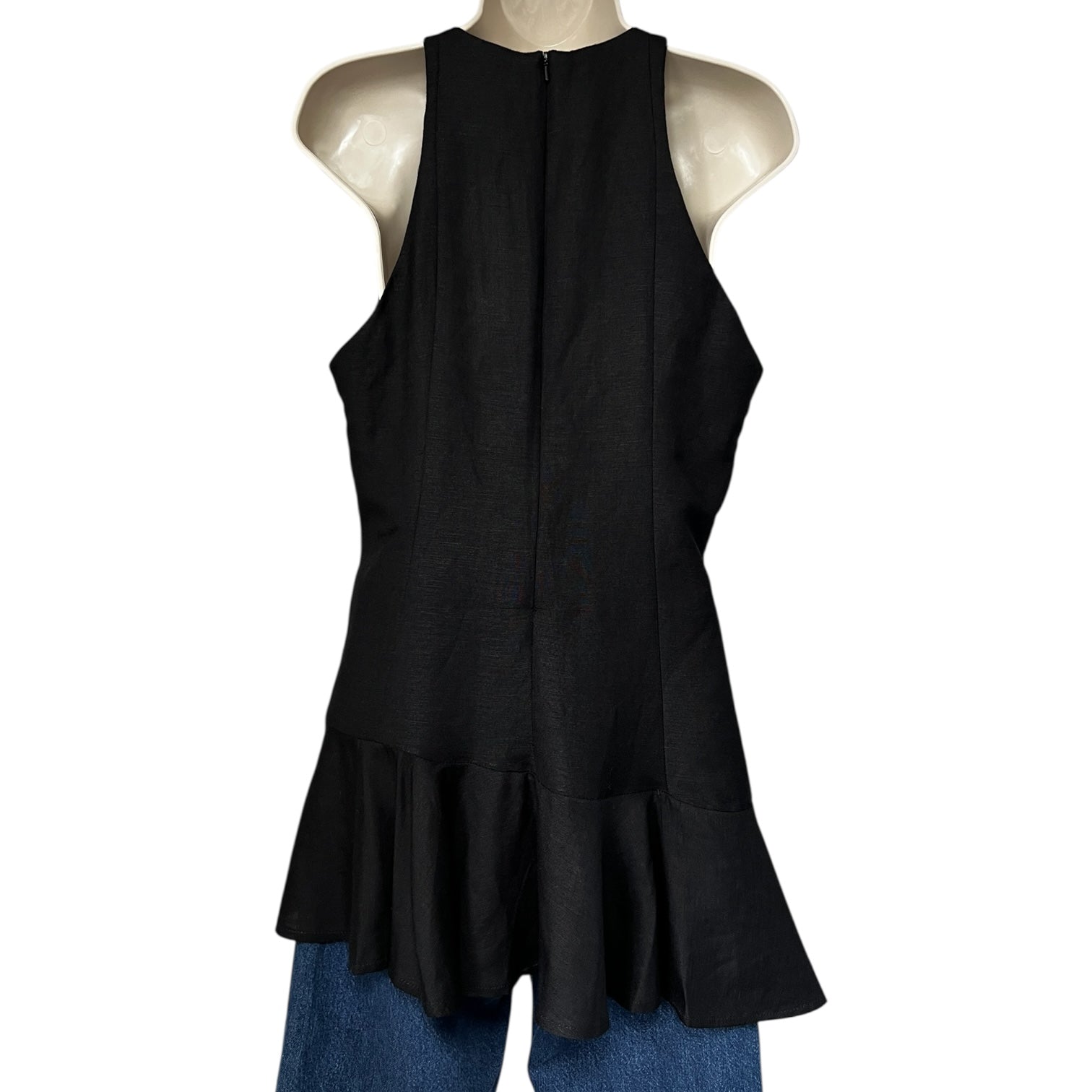 Paper London Linen Asymmetric Peplum Racer Top – UK14