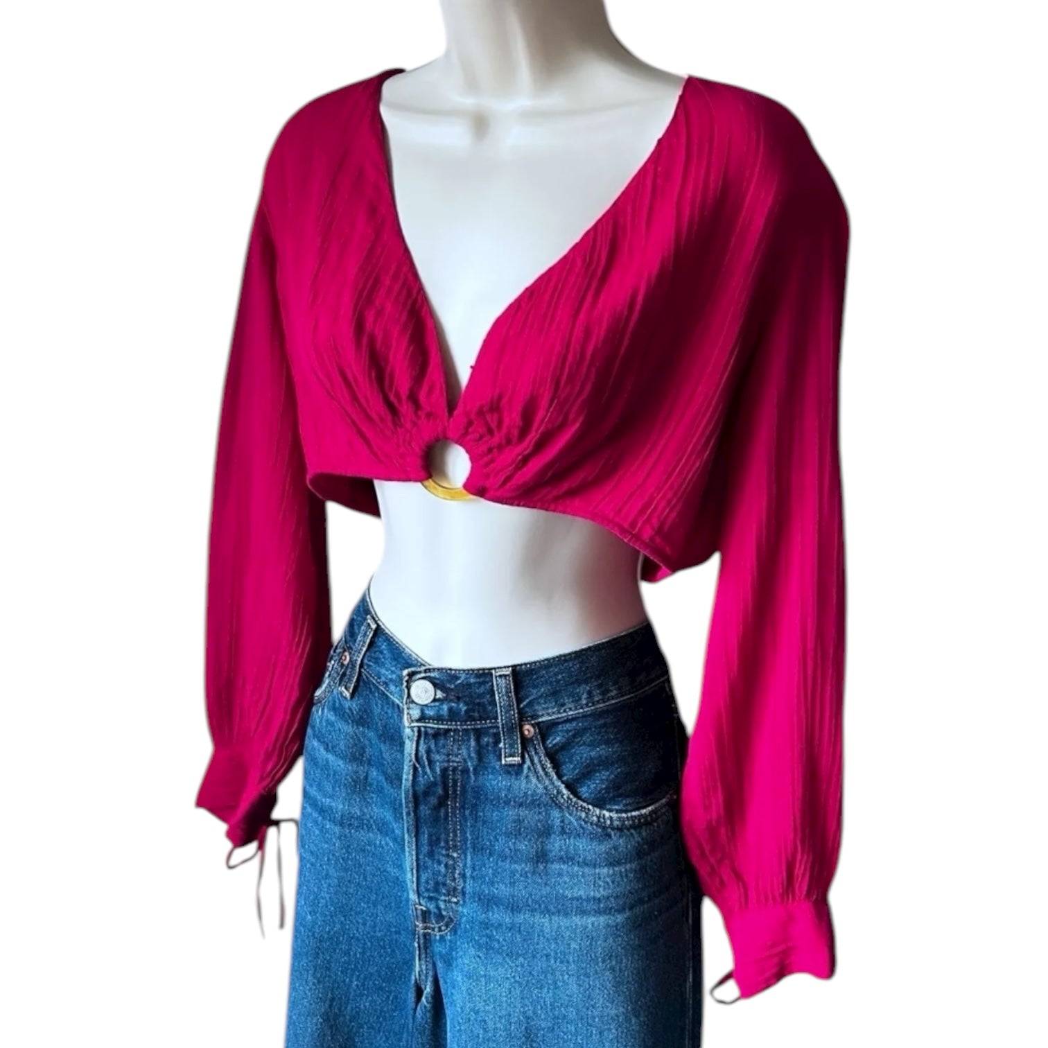 Antik Batik Plunge Ring Cotton Crop Top – S – pre-loved
