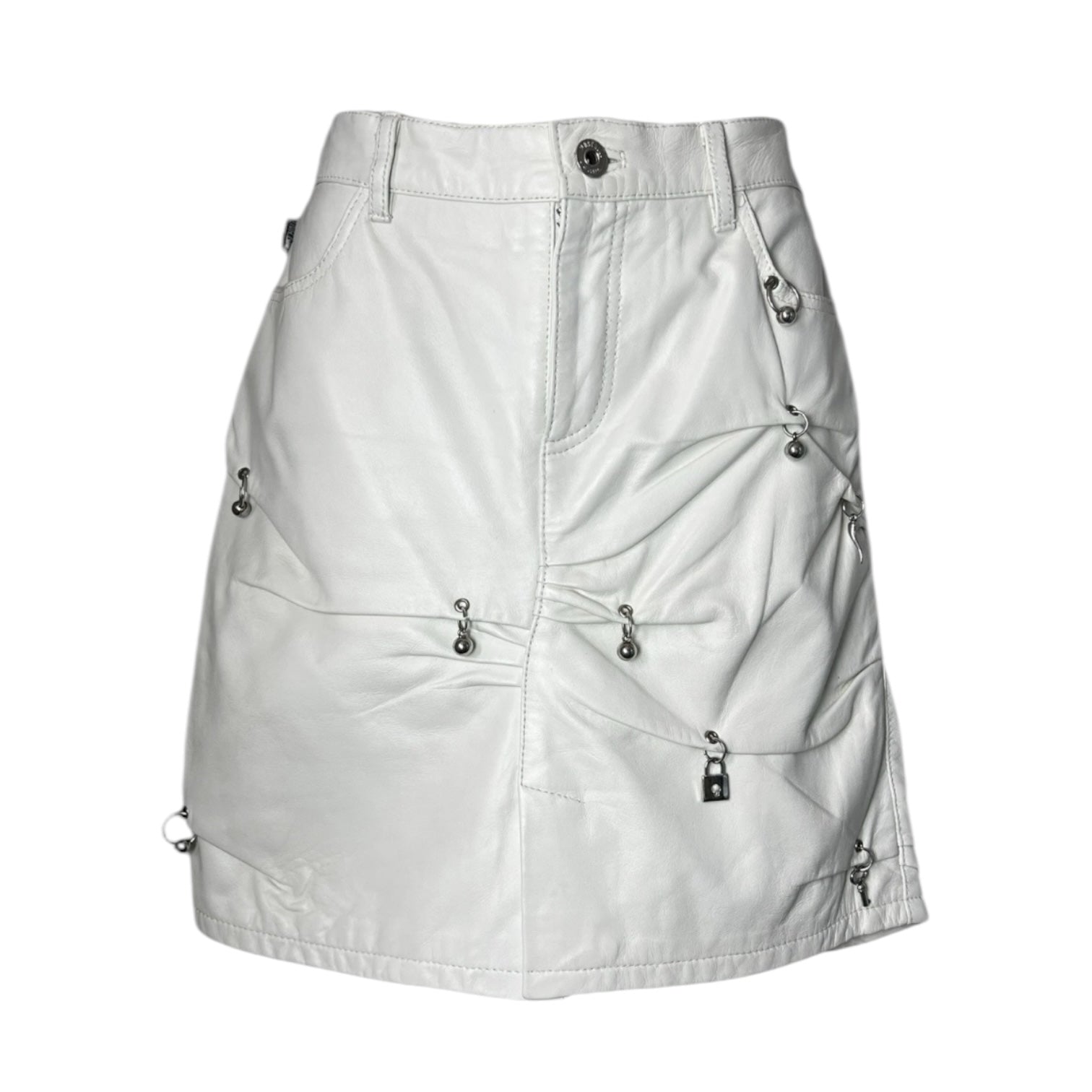 Vintage Moschino Leather Piercing Mini Skirt – UK10 – pre-loved