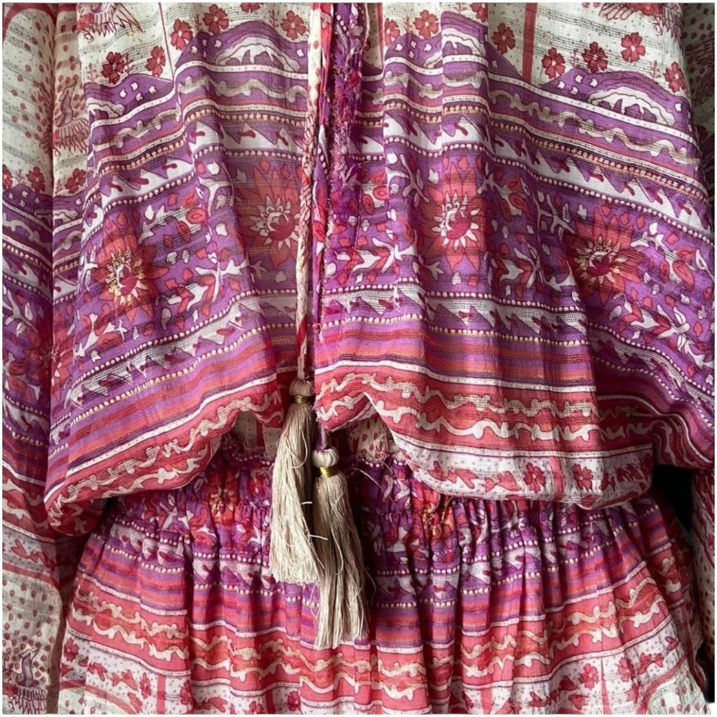 LoveShackFancy Silk Off-Shoulder Tiered Mini Dress – L – pre-loved