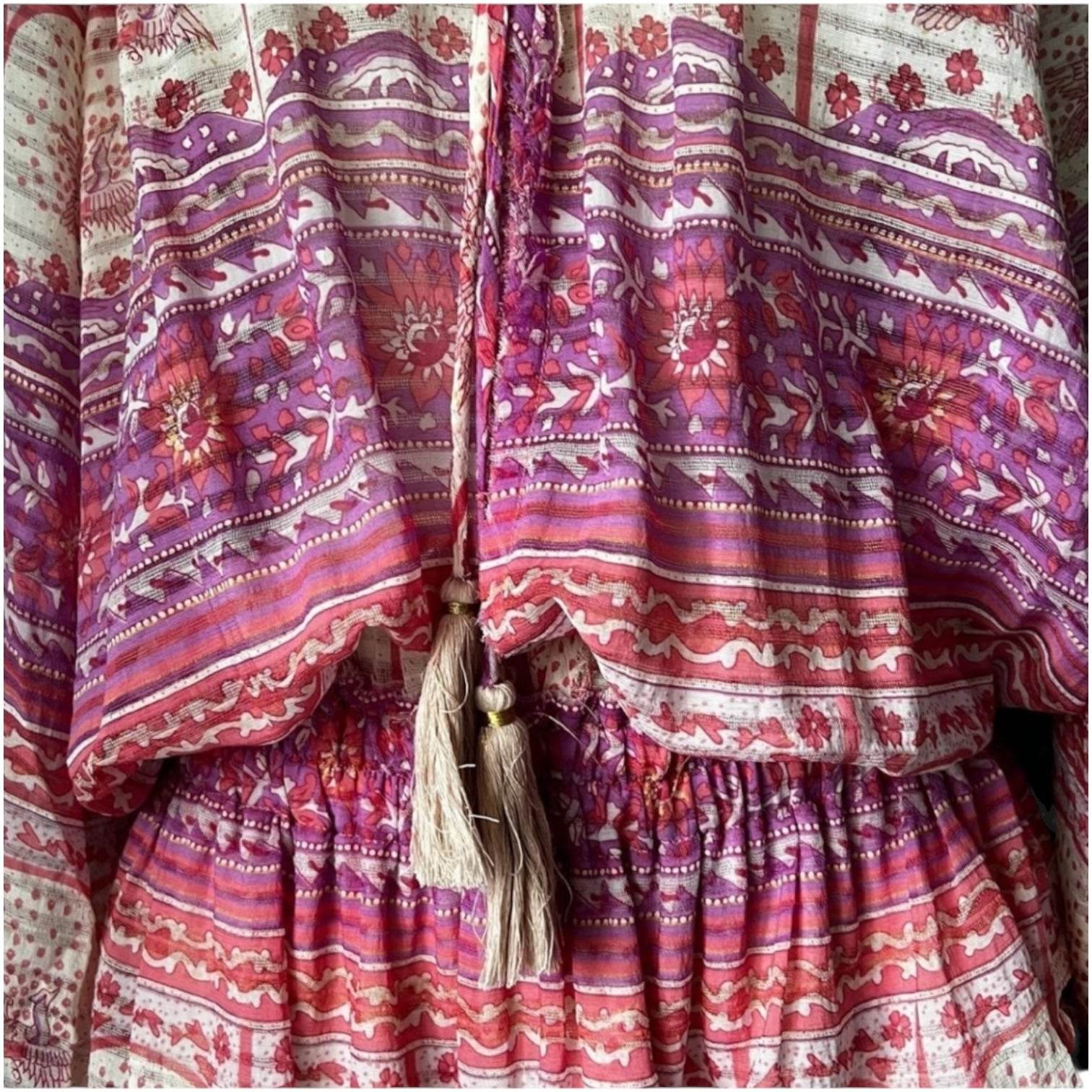 LoveShackFancy Silk Off-Shoulder Tiered Mini Dress – L – pre-loved